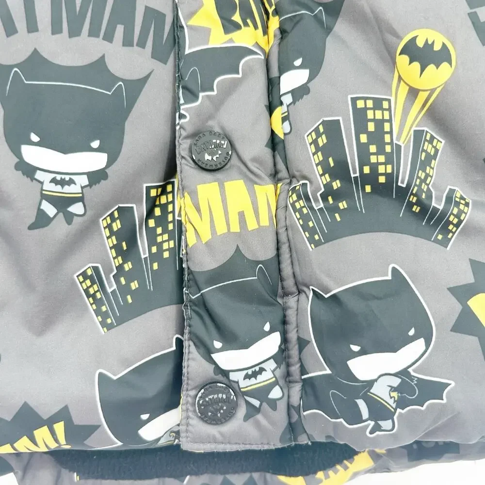Zara Baby Boys Winter Outerwear Batman Fleece Lined Hooded Puffer Jacket 2/3Y‎